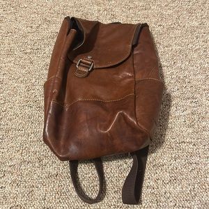 Gently used leather Jack George’s backpack